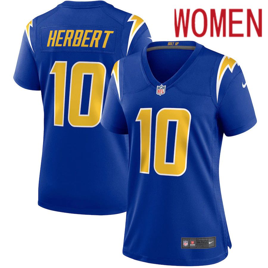 Women Los Angeles Chargers 10 Justin Herbert Nike Royal Game NFL Jersey